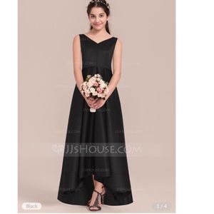 JJshouse A-line V-Neck High-low Satin Junior Formal Gown